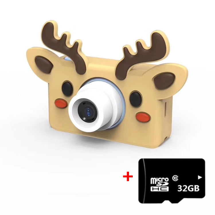D9 8.0 Mega Pixel Lens Fashion Thin and Light Mini Digital Sport Camera with 2.0 inch Screen & Bear Shape Protective Case & 32G Memory for Children, Elk