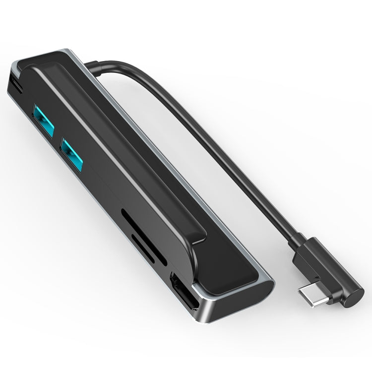 AD-065 6 in 1 USB-C / Type-C to 4K HDMI + SD / TF Card Slot + Type-C + 2 USB 3.0 Back Clip Style Multifunctional Docking Station HUB, 6 In 1 Back Clip Style