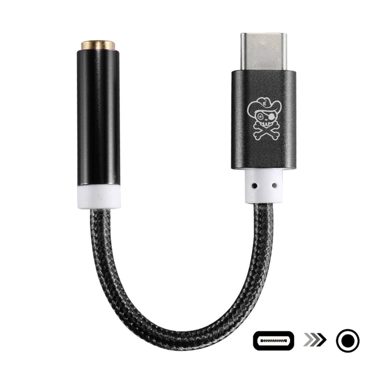 ENKAY Hat-Prince USB-C / Type-C to 3.5mm Nylon Woven Audio Adapter, Length: about 10cm, Black, Gold