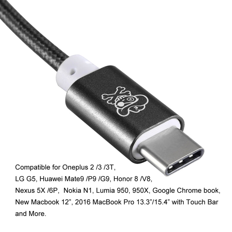 ENKAY Hat-Prince USB-C / Type-C to 3.5mm Nylon Woven Audio Adapter, Length: about 10cm, Black, Gold