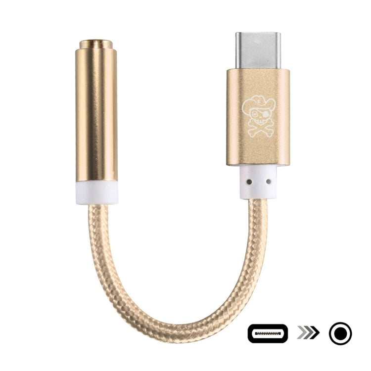 ENKAY Hat-Prince USB-C / Type-C to 3.5mm Nylon Woven Audio Adapter, Length: about 10cm, Black, Gold
