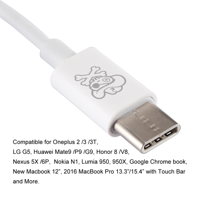 ENKAY Hat-Prince USB-C / Type-C to 3.5mm ABS Audio Adapter, Length: about 10cm, White