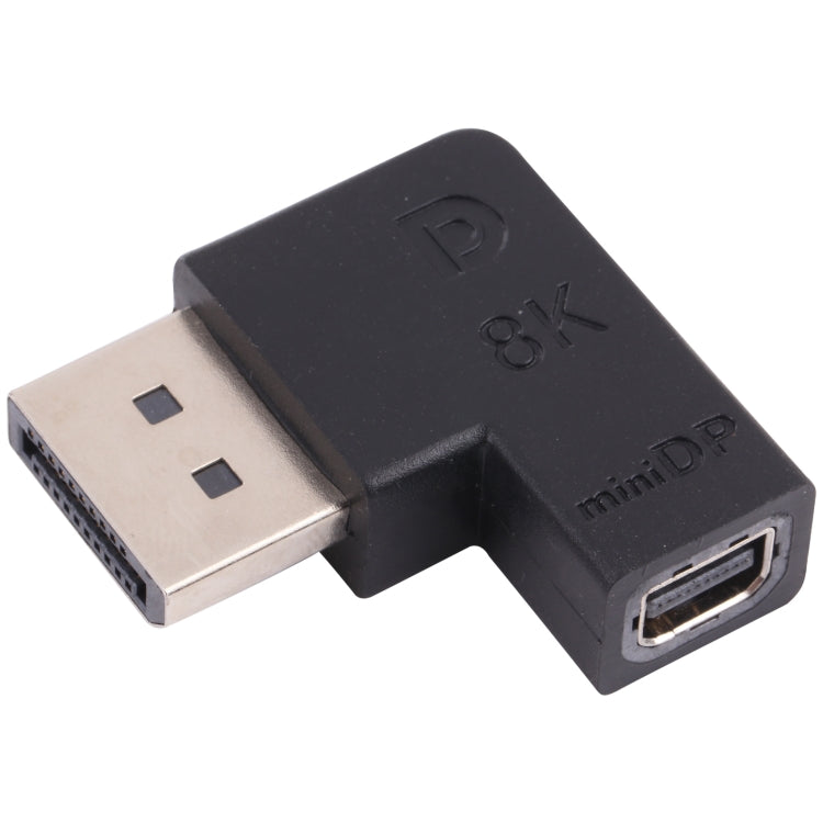 8K DisplayPort Male to Mini DisplayPort Female Elbow Adapter, DP Male to Mini DP Female Elbow