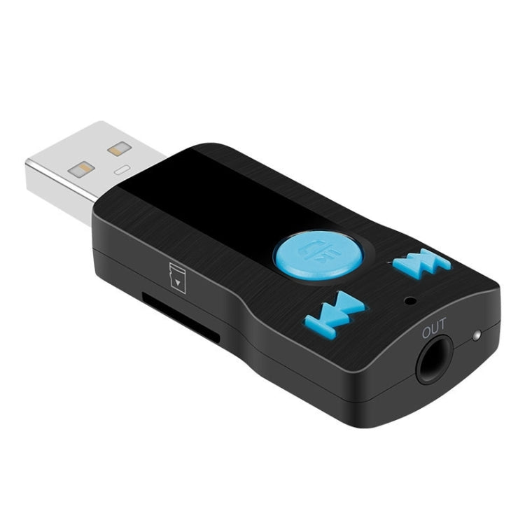 BC07 Mini Brushed Texture USB Bluetooth Receiver MP3 Player SD/TF Card Reader with Microphone & Audio Cable, Support Handsfree & AUX Output & 32GB Micro SD / TF Card & Two-sided USB Port Connecting