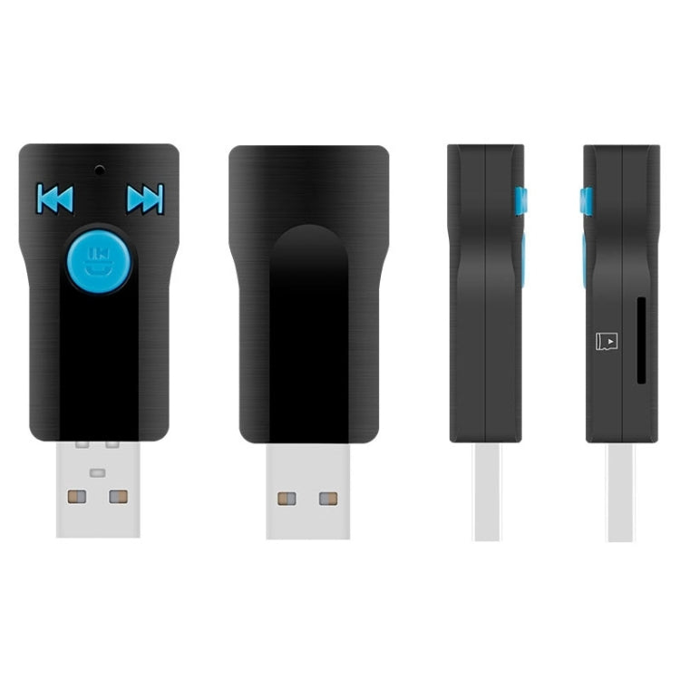 BC07 Mini Brushed Texture USB Bluetooth Receiver MP3 Player SD/TF Card Reader with Microphone & Audio Cable, Support Handsfree & AUX Output & 32GB Micro SD / TF Card & Two-sided USB Port Connecting