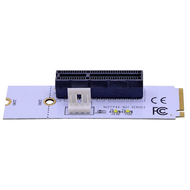 NGFF M.2 Key M to PCI-E 1X / 4X / 8X / 16X Graphics Card Mining Slot Adapter Riser Converter Card with LED & 4 Pin Power Cable, VER003 with 4 Pin Power Cable