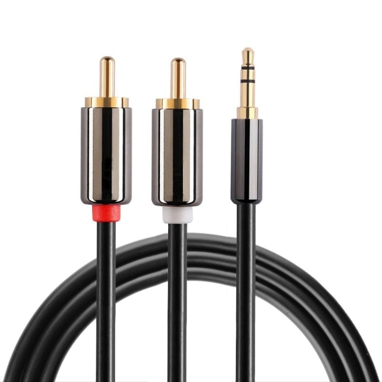 1m Gold Plated 3.5mm Jack to 2 x RCA Male Stereo Audio Cable, Length: 1m