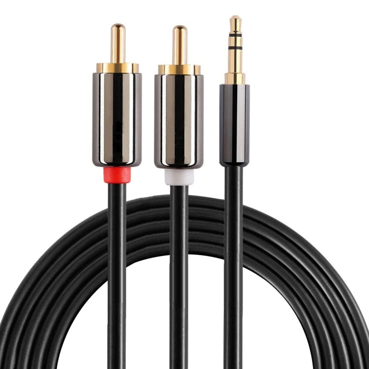 2m Gold Plated 3.5mm Jack to 2 x RCA Male Stereo Audio Cable, Length: 2m