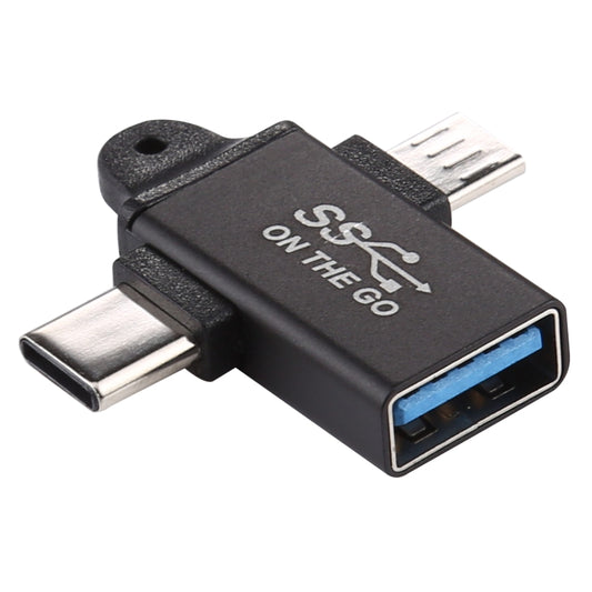 USB 3.0 Female to Type-C / USB-C Male + Micro Male Aluminium Alloy Adapter