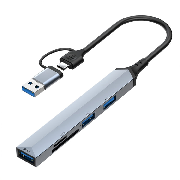 V253B 5 in 1 USB + USB-C/Type-C to USB Multifunctional Docking Station HUB Adapter, V253B