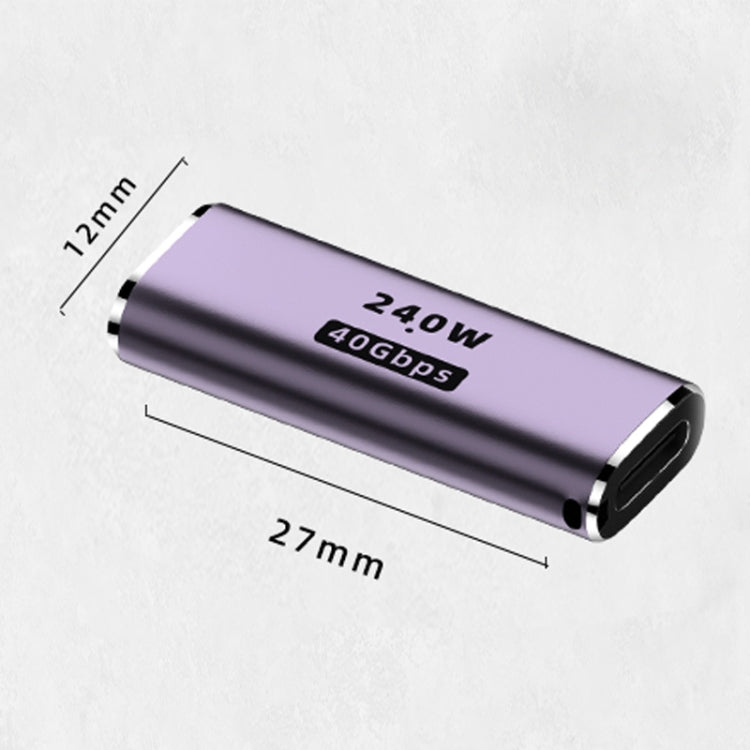 240W USB-C/Type-C Female to USB-C/Type-C Female 40Gbps Straight Adapter with Light, Female Straight Adapter