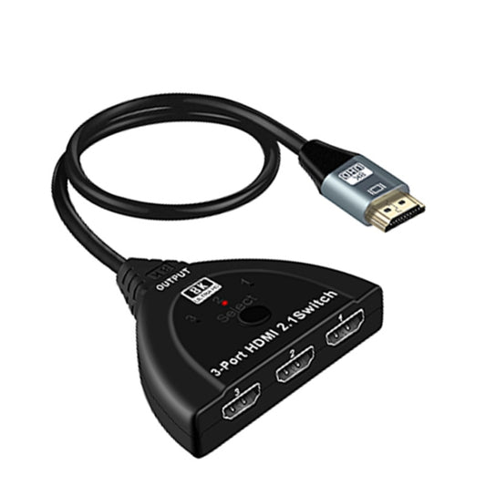 3 Port HDMI 8K Switcher Selector Box with Pigtail Cable