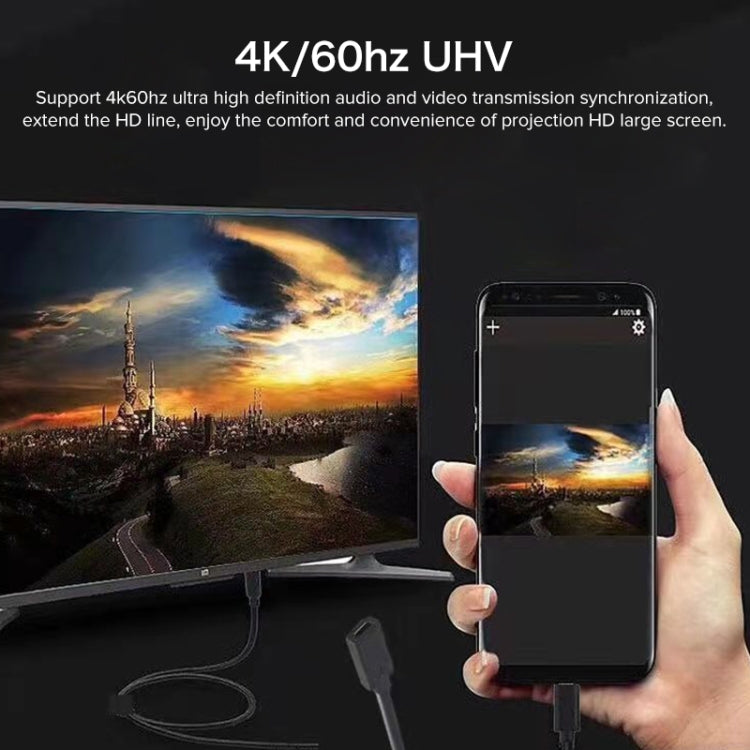 100W 20V 5A USB-C / Type-C Female to USB-C / Type-C Male 4K Ultra-HD Audio and Video Synchronization Data Cable Extension Cable, Cable Length: 1m, 1m