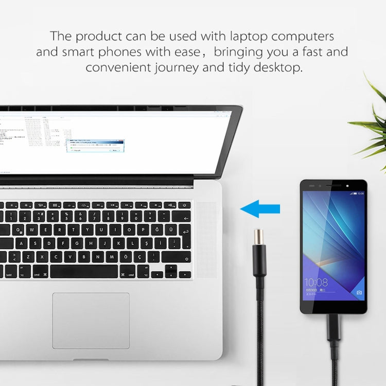 PD 100W 7.4 x 0.6mm Male to USB-C / Type-C Male Nylon Weave Power Charge Cable for Dell, Cable Length: 1.7m, 7.4 x 0.6mm for Dell