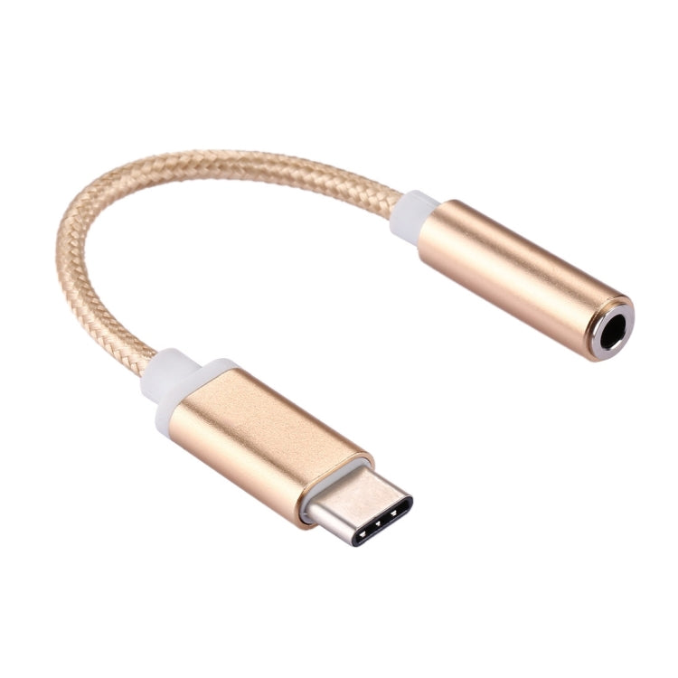 USB-C / Type-C Male to 3.5mm Female Weave Texture Audio Adapter, Length: about 10cm, Silver, Black, Gold, Rose Gold