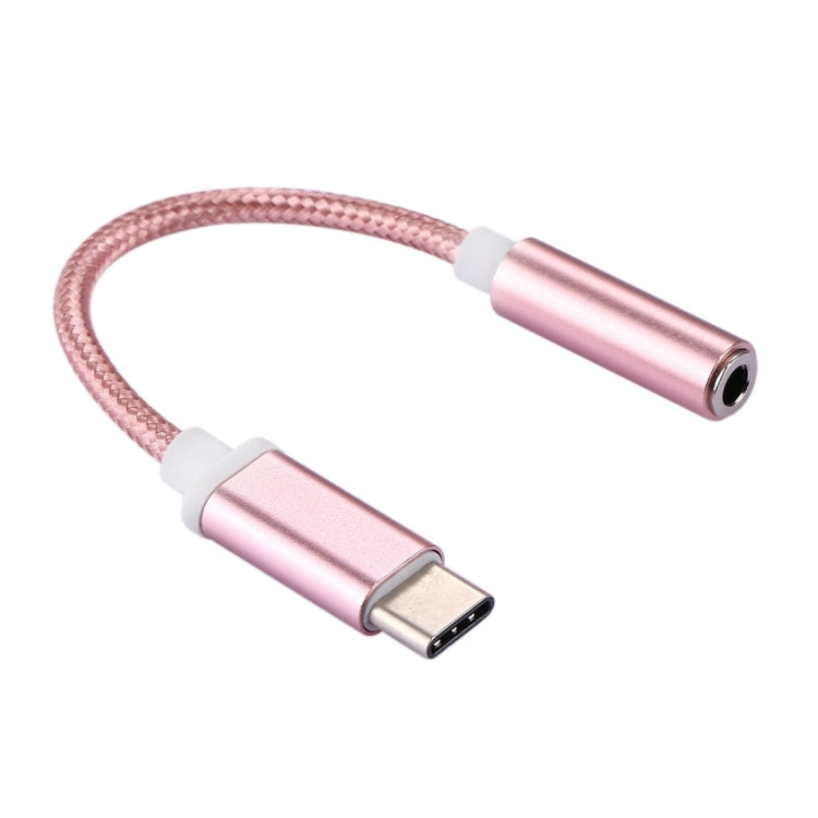 USB-C / Type-C Male to 3.5mm Female Weave Texture Audio Adapter, Length: about 10cm, Silver, Black, Gold, Rose Gold