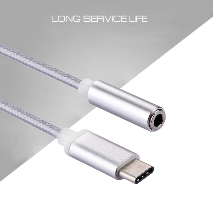 USB-C / Type-C Male to 3.5mm Female Weave Texture Audio Adapter, Length: about 10cm, Silver, Black, Gold, Rose Gold
