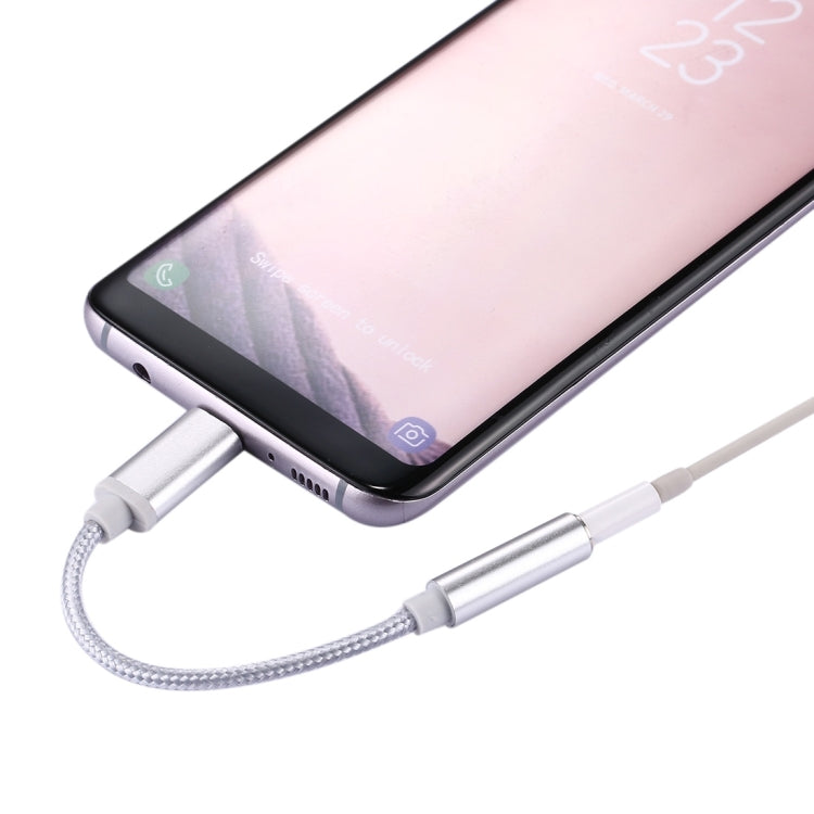 USB-C / Type-C Male to 3.5mm Female Weave Texture Audio Adapter, Length: about 10cm, Silver, Black, Gold, Rose Gold