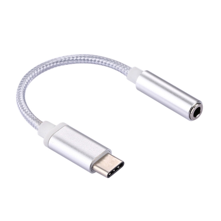 USB-C / Type-C Male to 3.5mm Female Weave Texture Audio Adapter, Length: about 10cm, Silver, Black, Gold, Rose Gold