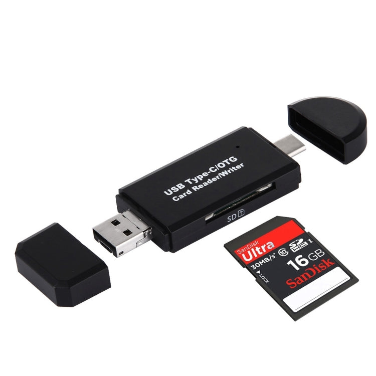 3 in 1 USB-C / Type-C 3.1 to USB 2.0 + Micro USB + SD(HC) + Micro SD Card Reader Adapter with OTG Function