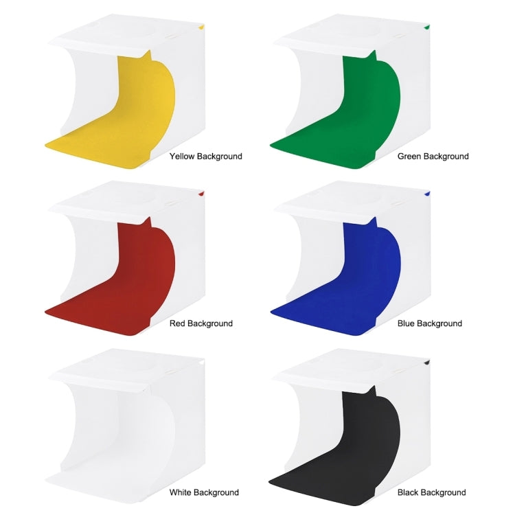 PULUZ 20cm Include 2 LED Panels Folding Portable 1100LM Light Photo Lighting Studio Shooting Tent Box Kit with 6 Colors Backdrops (Black, White, Yellow, Red, Green, Blue), Unfold Size: 24cm x 23cm x 23cm, 20cm(2 LED/RU), 20cm(2 LED)