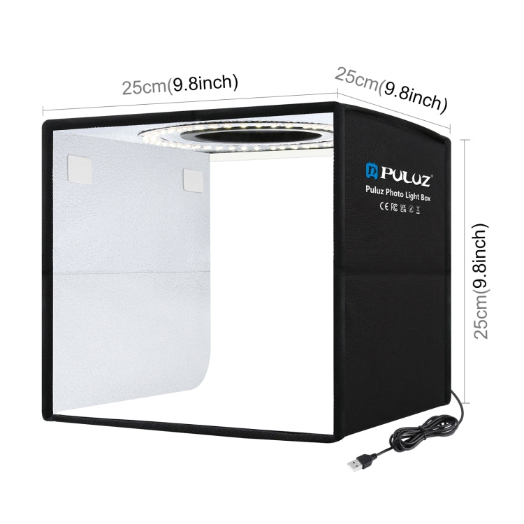 PULUZ 25cm Folding Portable Ring Light Photo Lighting Studio Shooting Tent Box with 12 Colors Backdrops, Size: 25cm x 25cm x 25cm