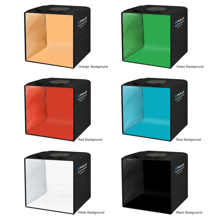 PULUZ 30cm Folding  High 97 CRI Ring Light Photo Lighting Studio Shooting Tent Box Kit with 6 Colors Backdrops (Black, White, Orange, Red, Green, Blue), Unfold Size: 30cm x 30cm x 30cm, 30cm Box Black, 30cm Box Green