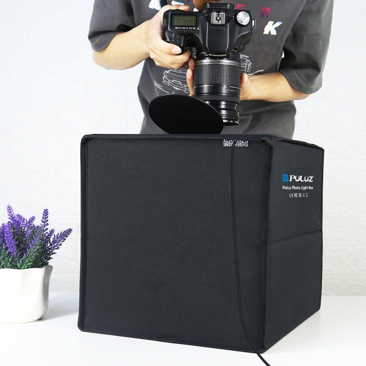 PULUZ 30cm Folding  High 97 CRI Ring Light Photo Lighting Studio Shooting Tent Box Kit with 6 Colors Backdrops (Black, White, Orange, Red, Green, Blue), Unfold Size: 30cm x 30cm x 30cm, 30cm Box Black, 30cm Box Green