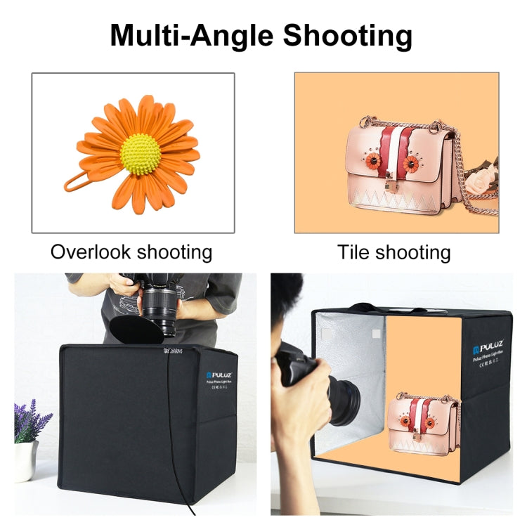PULUZ 30cm Folding  High 97 CRI Ring Light Photo Lighting Studio Shooting Tent Box Kit with 6 Colors Backdrops (Black, White, Orange, Red, Green, Blue), Unfold Size: 30cm x 30cm x 30cm, 30cm Box Black, 30cm Box Green