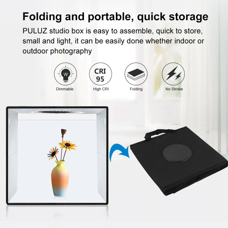PULUZ 30cm Folding  High 97 CRI Ring Light Photo Lighting Studio Shooting Tent Box Kit with 6 Colors Backdrops (Black, White, Orange, Red, Green, Blue), Unfold Size: 30cm x 30cm x 30cm, 30cm Box Black, 30cm Box Green