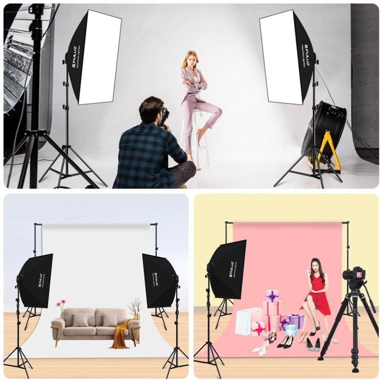 PULUZ 50x70cm Studio Softbox + 2m Tripod Mount + 4 x E27 20W 5700K White Light LED Light Bulb Photography Lighting Kit, 4 x Bulb US Plug, 4 x Bulb EU Plug