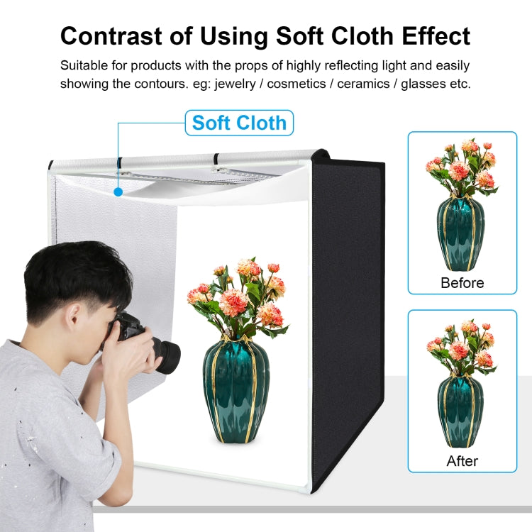 PULUZ 80cm Folding Portable 80W 9050LM White Light Photo Lighting Studio Shooting Tent Box Kit with 3 Colors (Black, White, Orange) Backdrops, 80cm Box(US), 80cm Box(EU), 80cm Box(AU), 80cm Box(UK)