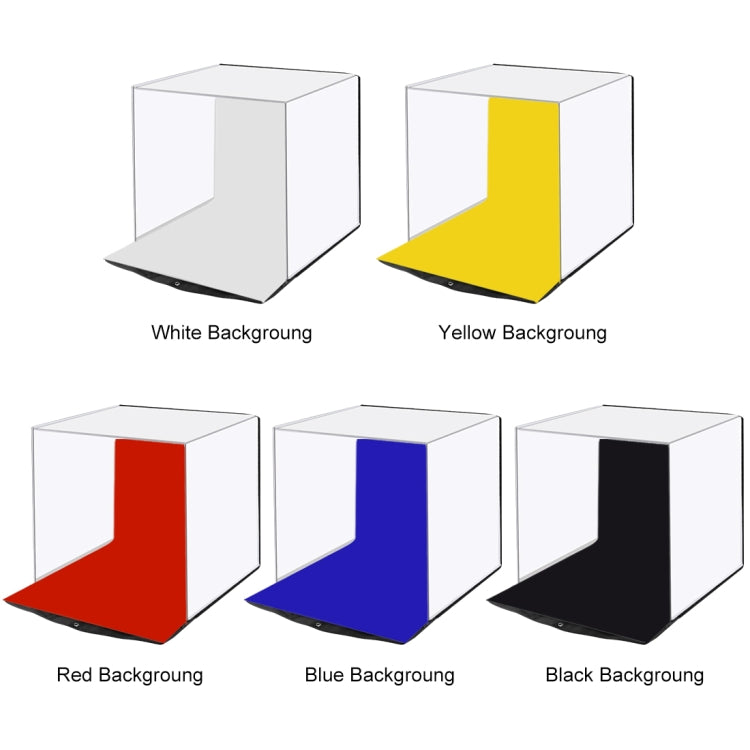 PULUZ 40cm Photo Softbox Portable Folding Studio Shooting Tent Box Kits with 5 Colors Backdrops (Red, Yellow, Blue, White, Black), Size: 40cm x 40cm x 40cm, Softbox