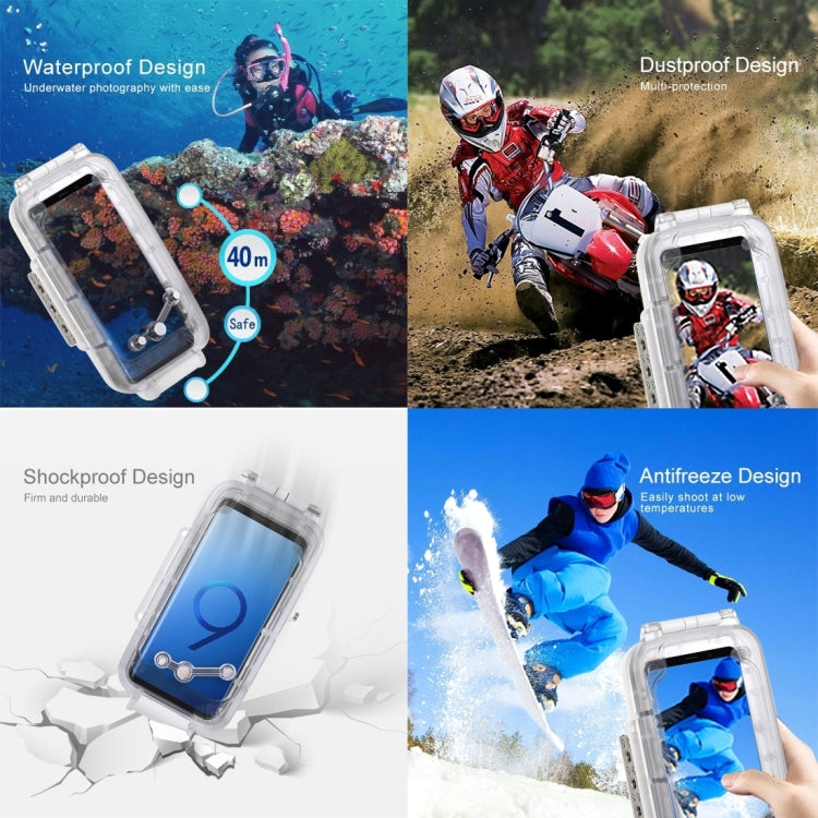 PULUZ 40m/130ft Waterproof Diving Case for Galaxy S9+, Photo Video Taking Underwater Housing Cover, Only Support Android 8.0.0 or below, For Galaxy S9+(W)