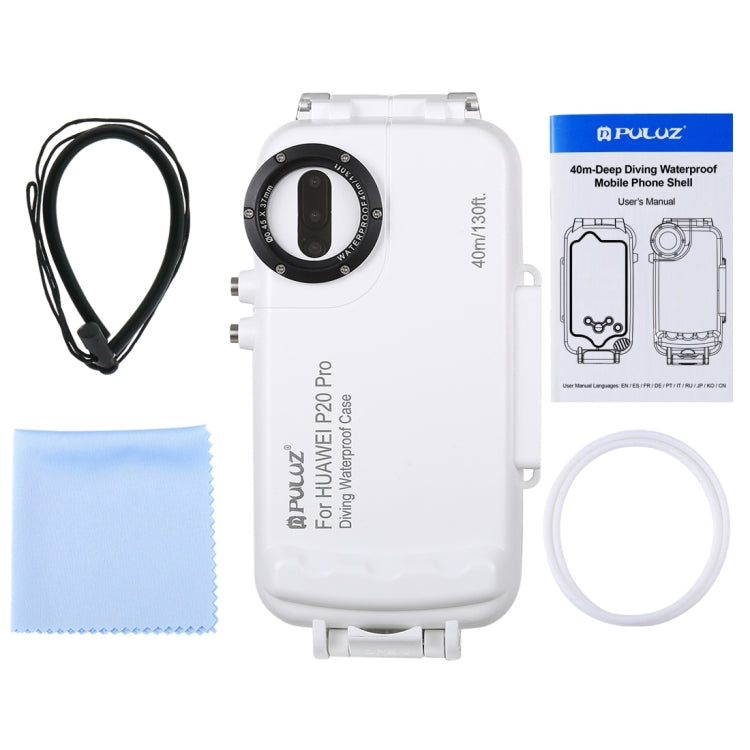 PULUZ 40m/130ft Waterproof Diving Case for Huawei P20 Pro, Photo Video Taking Underwater Housing Cover, For Huawei P20 Pro(W), For Huawei P20 Pro(B)