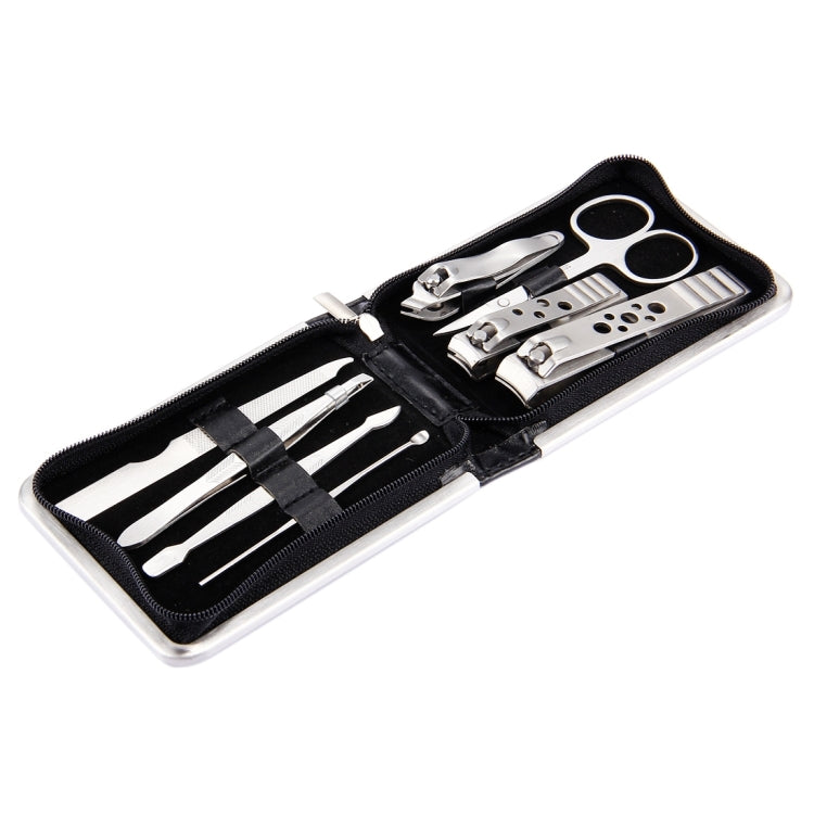 8 in 1 Nail Care Clipper Pedicure Manicure Kits (Large Nail Clippers, Small Nail Clippers, Oblique Nail Nipper, Dual Head Steel Push, Eyebrow Scissors, Eyebrow Tweezers, Ear Pick, Double Side Nail File) with Leather Bag, 8 in 1