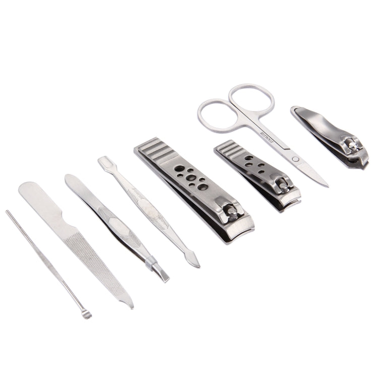 8 in 1 Nail Care Clipper Pedicure Manicure Kits (Large Nail Clippers, Small Nail Clippers, Oblique Nail Nipper, Dual Head Steel Push, Eyebrow Scissors, Eyebrow Tweezers, Ear Pick, Double Side Nail File) with Leather Bag, 8 in 1