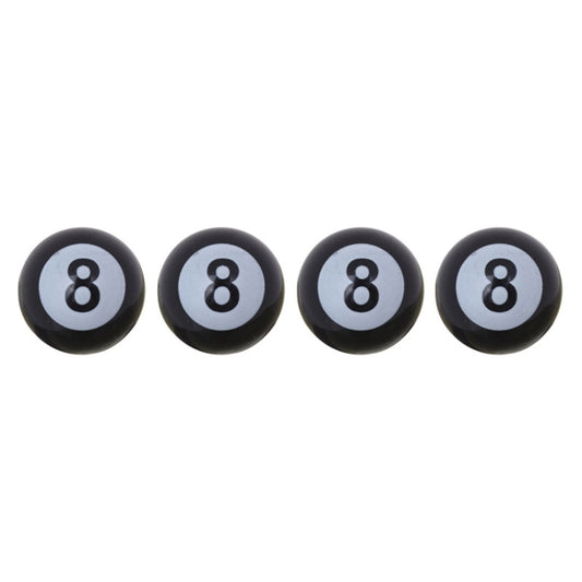 Universal 8mm American Billiards No.8 Ball Style Plastic Car Tire Valve Caps, Pack of 4