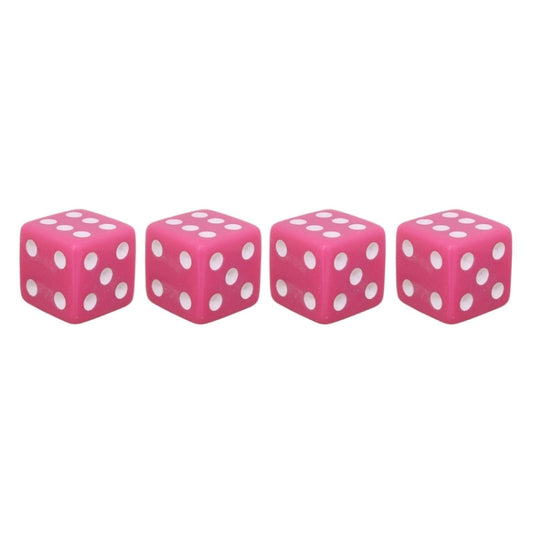 Universal 8mm Dice Style Plastic Car Tire Valve Caps, Pack of 4