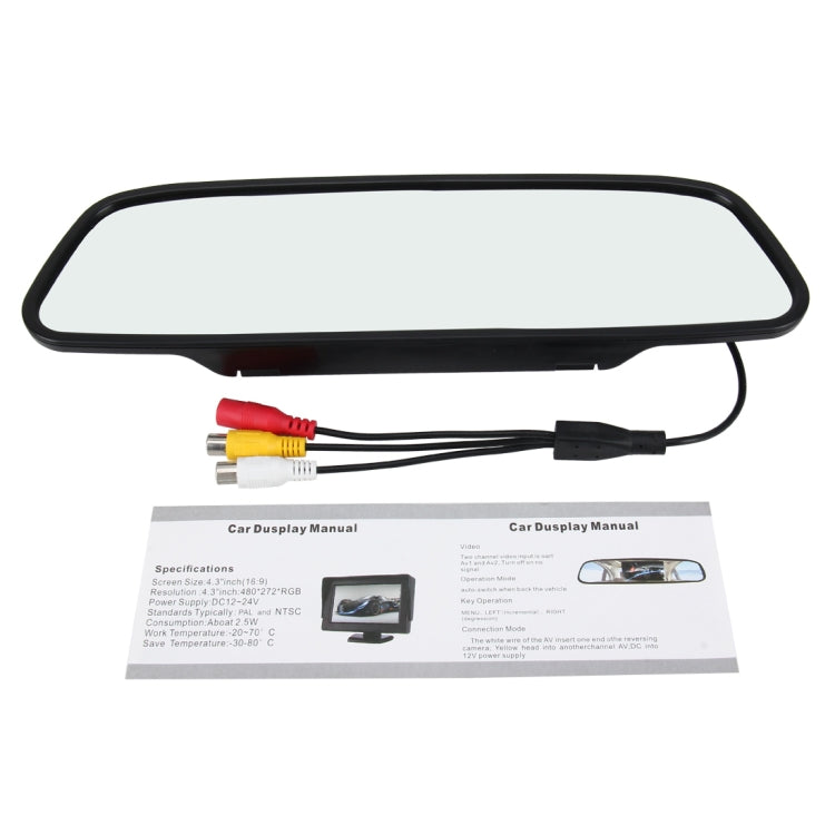 4.3 inch 480*272 Rear View TFT-LCD Color Car Monitor, Support Reverse Automatic Screen Function, 4.3 inch 480*272