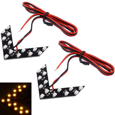 14 LED 3528 SMD Arrows Light for Car Side Mirror Turn Signal, Pairs, Universal Blue, Universal Yellow, Universal Red, 2 PCS, Universal Pink Light