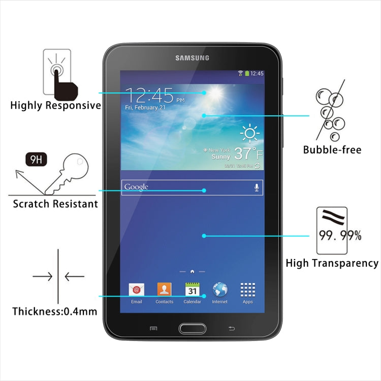 0.4mm 9H+ Surface Hardness 2.5D Explosion-proof Tempered Glass Film for Galaxy Tab 3 Lite T110 / T111 / T113, For T110