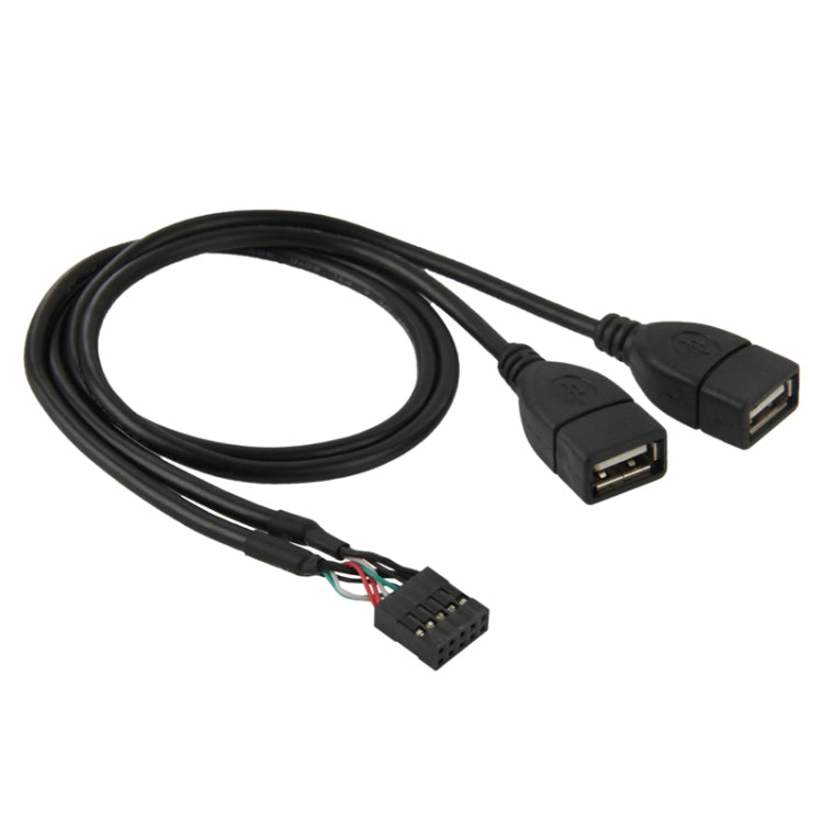 10 Pin Motherboard Female Header to 2 USB 2.0 Female Adapter Cable, Length: 50cm, 10 Pin Motherboard to 2 USB AF