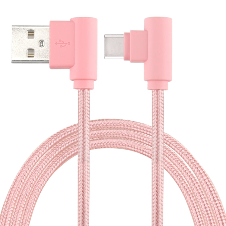 25cm USB to USB-C / Type-C Nylon Weave Style Double Elbow Charging Cable, 25cm Type-C
