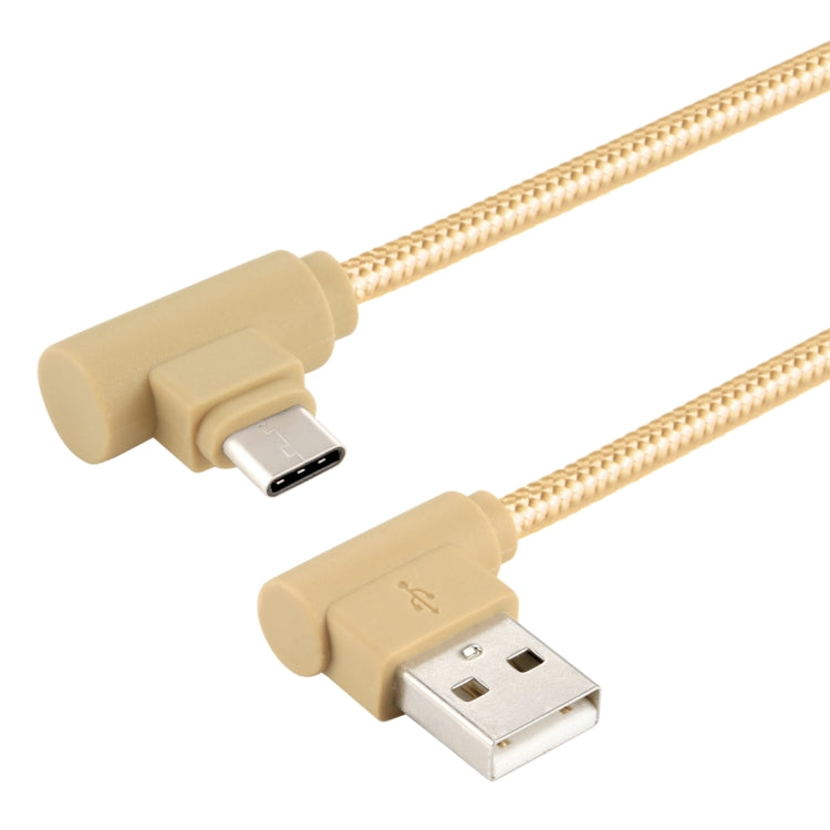 25cm USB to USB-C / Type-C Nylon Weave Style Double Elbow Charging Cable, 25cm Type-C