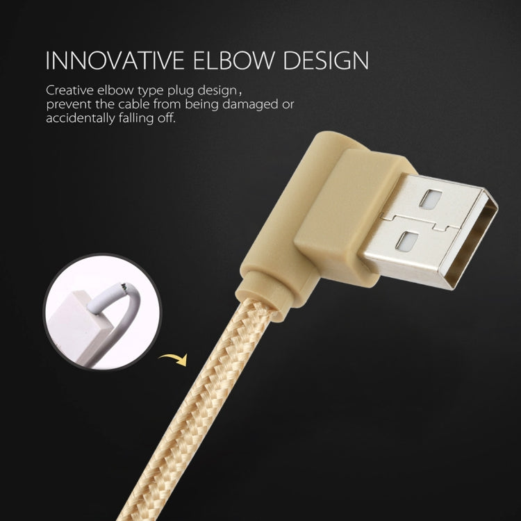 25cm USB to USB-C / Type-C Nylon Weave Style Double Elbow Charging Cable, 25cm Type-C