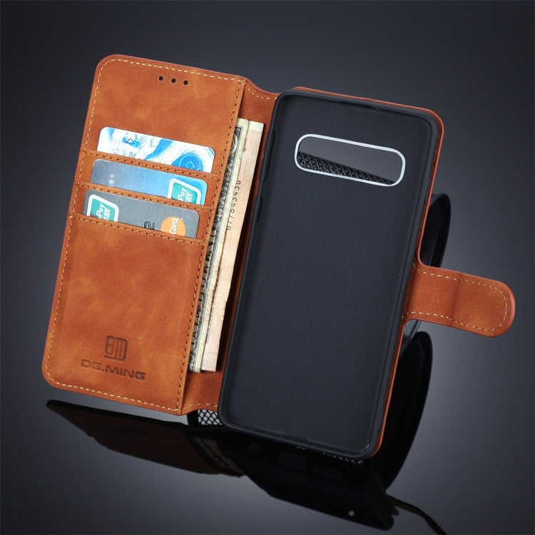 DG.MING Retro Oil Side Horizontal Flip Case for Galaxy S10 Plus, with Holder & Card Slots & Wallet, Galaxy S10 Plus