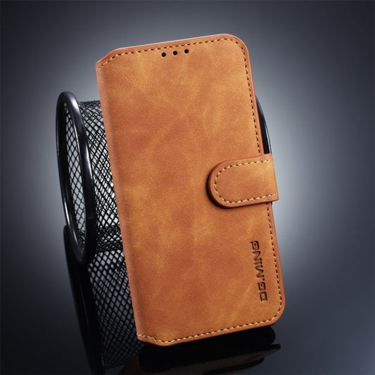 DG.MING Retro Oil Side Horizontal Flip Case for Galaxy S10 E, with Holder & Card Slots & Wallet
