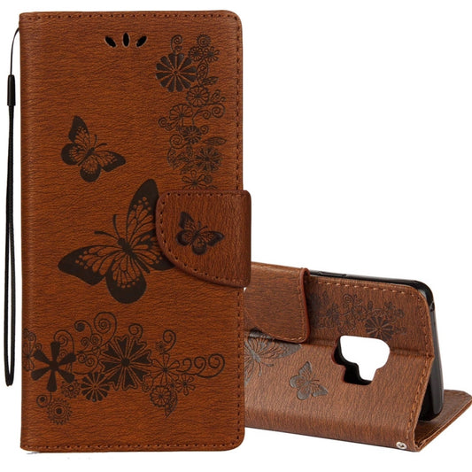 For Galaxy S9 Vintage Embossed Floral Butterfly Pattern Horizontal Flip Leather Case with Card Slot & Holder & Wallet & Lanyard