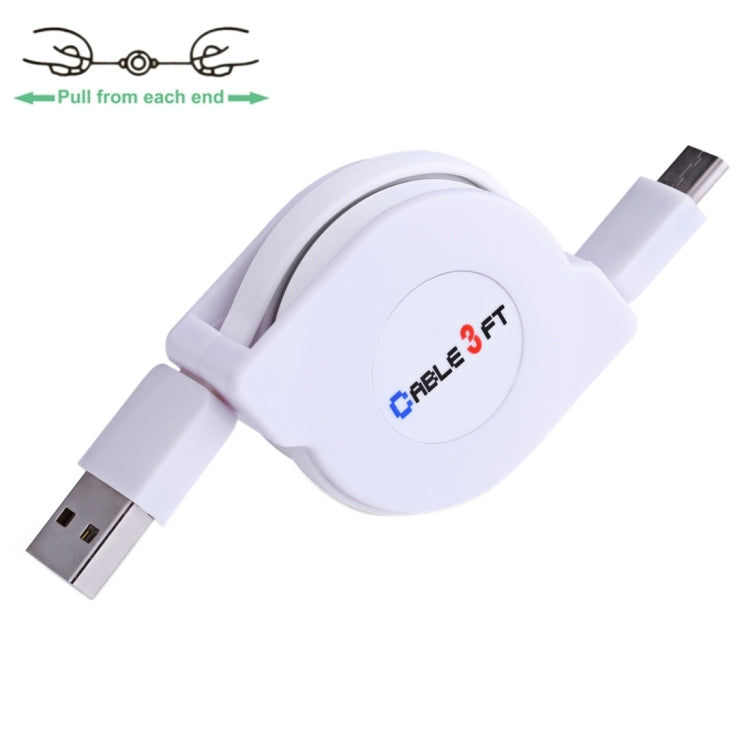 1m 2A 110 Copper Core Wires Retractable USB-C / Type-C to USB Data Sync Charging Cable